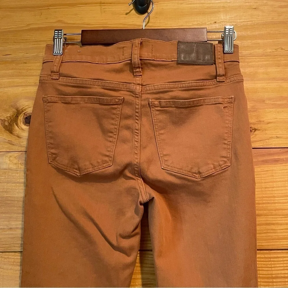 Madewell 9" Mid Rise Skinny Jeans: Garment Dyed Button Front Burnt Sienna 25 - Picture 6 of 13